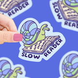 slow reader snail bookish vinyl sticker