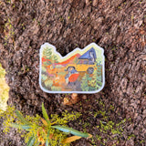desert sunrise camp sticker