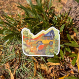 desert sunrise camp sticker