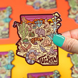 tucson arizona state illustrated wildlife map vinyl sticker