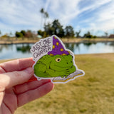 just one more chapter frog witch sticker