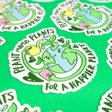 plant more plants for a happier planet growth vinyl sticker